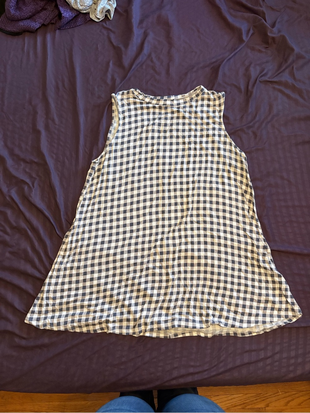 Lane Bryant gingham plaid soft mock neck sleeveless stretchy shirt 14/16